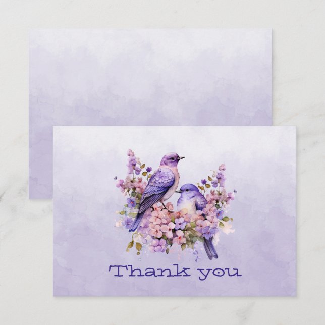 Bluebirds On Flowers Purple (Front/Back)