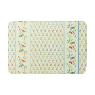 Bluebirds Pair Yellow Bath Mat