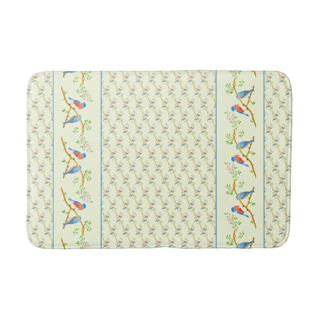 Bluebirds Pair Yellow Bath Mat (Front)