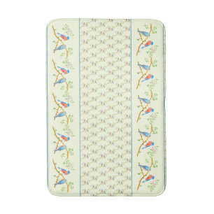 Bluebirds Pair Yellow Bath Mat