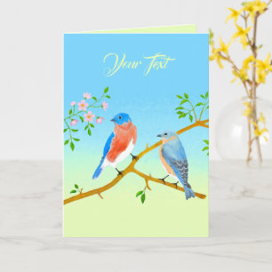 Bluebirds Pale Blue & Green Flat Card