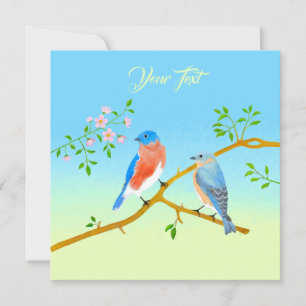 Bluebirds Pale Blue & Green Flat Card