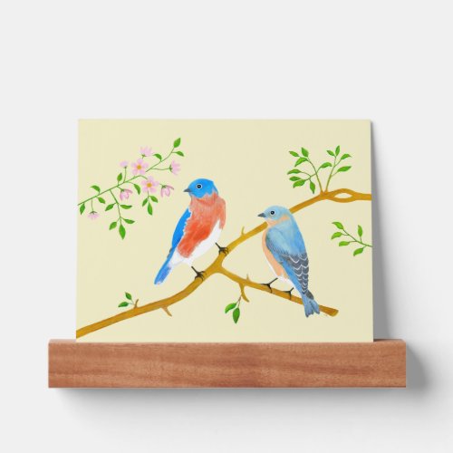 Bluebirds Picture Ledge With Yellow Background