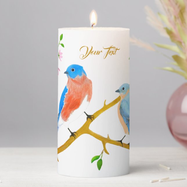 Bluebirds Pillar Candle (In Situ)