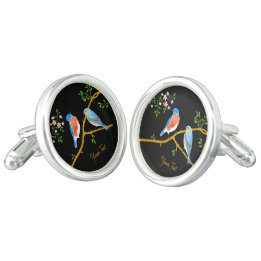 Bluebirds Round Cufflinks