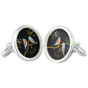 Bluebirds Round Cufflinks