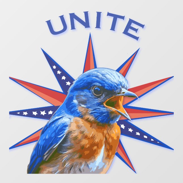 Bluebirds UNITE Window Cling (adhesive on front) (Sheet)