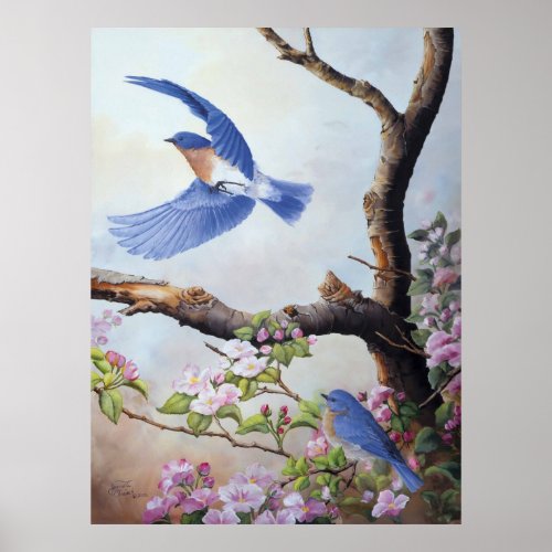Bluebirds UV Canvas Printes Poster