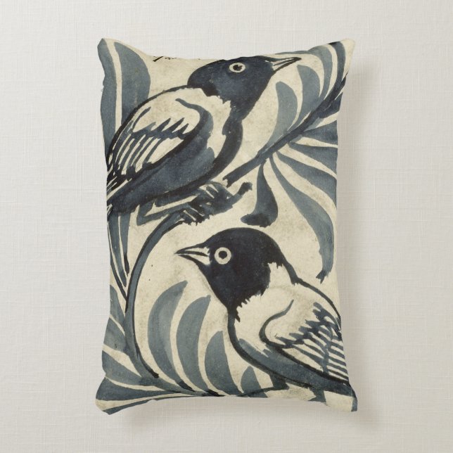 Bluebirds (w/c on paper) accent pillow (Front(Vertical))