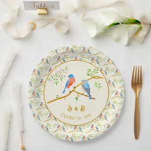Bluebirds Wedding Paper Plates