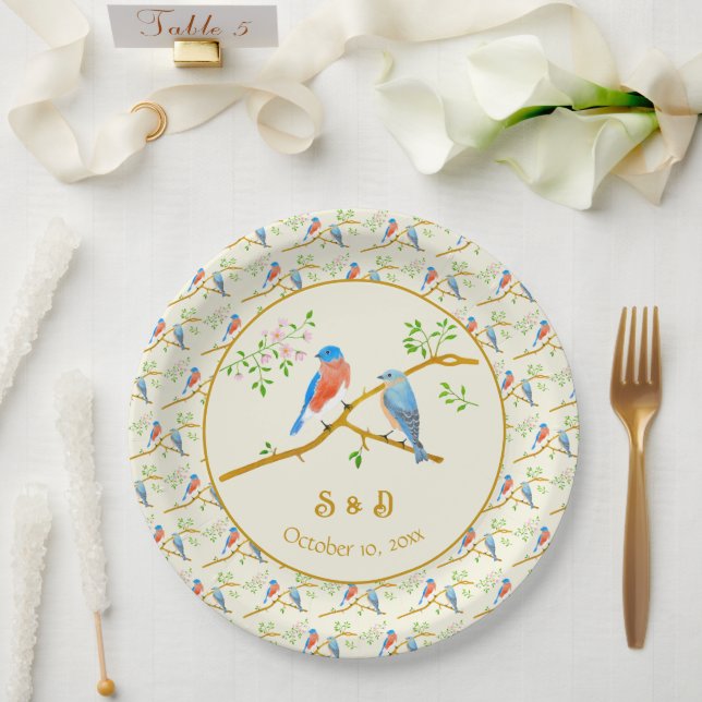 Bluebirds Wedding Paper Plates (Wedding)