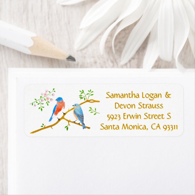 Bluebirds Wedding Return Address Labels (Insitu)