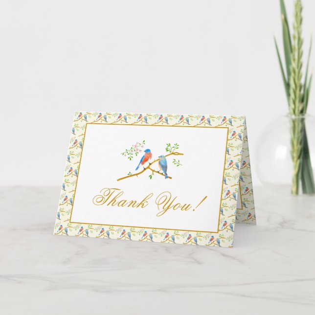 Bluebirds Wedding Thank You Card (Front)