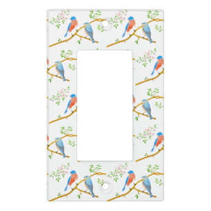 Bluebirds White Double Rocker Light Switch Cover
