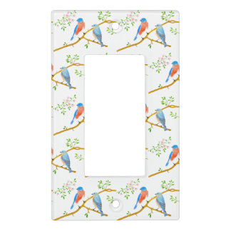 Bluebirds White Double Rocker Light Switch Cover