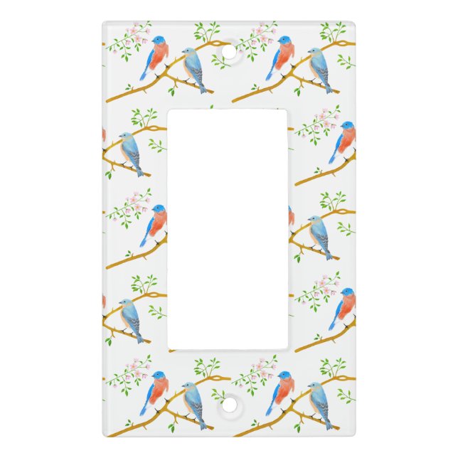Bluebirds White Double Rocker Light Switch Cover (Front)