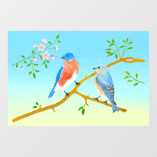 Bluebirds With Yellow & Blue Back Wall Decal