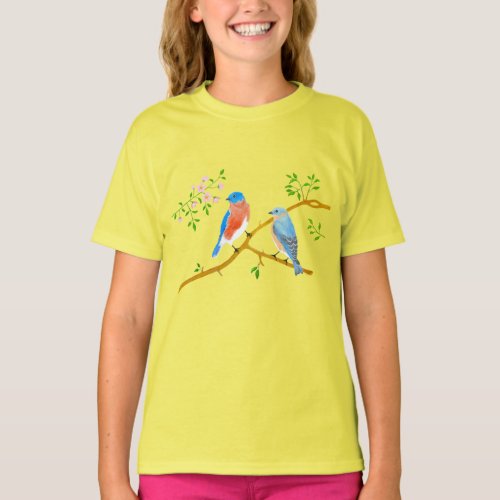 Bluebirds Yellow Girls T_Shirt