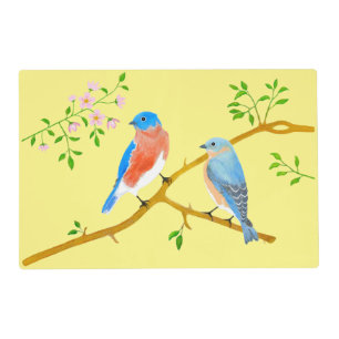 Bluebirds Yellow Laminate Placemat