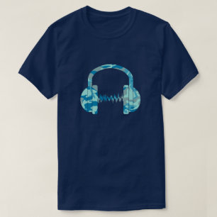 BlueBlast Camo Pattern Headphones T-Shirt