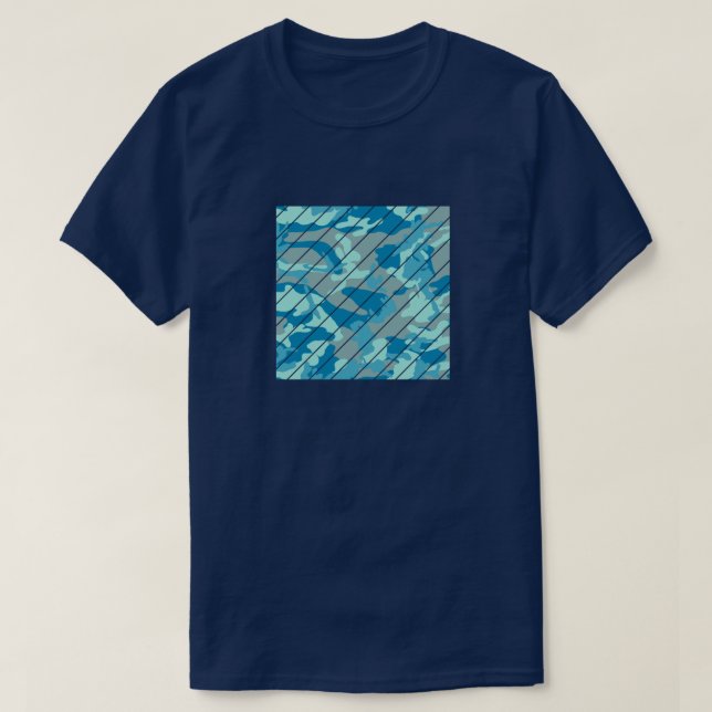 BlueBlast Camo Pattern Square Sliced T-Shirt (Design Front)