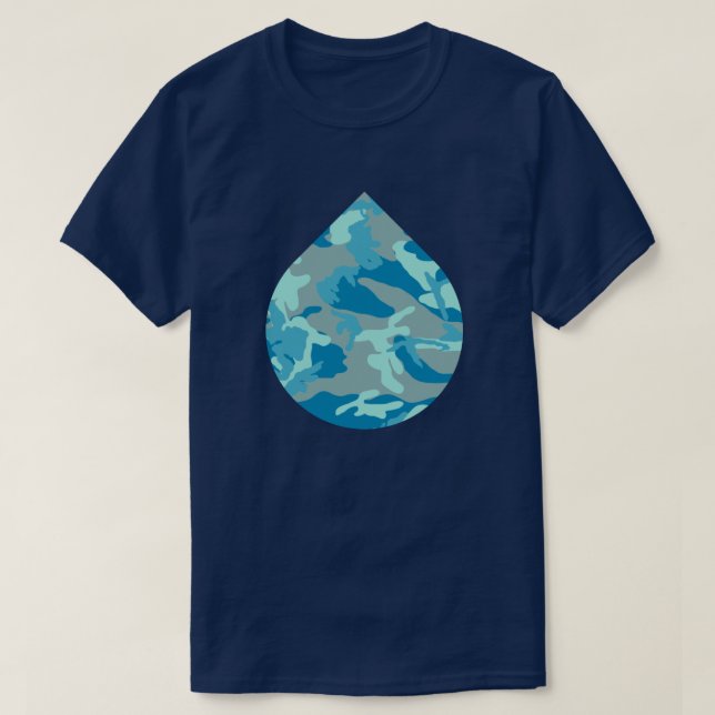 BlueBlast Camo Pattern Teardrop T-Shirt (Design Front)