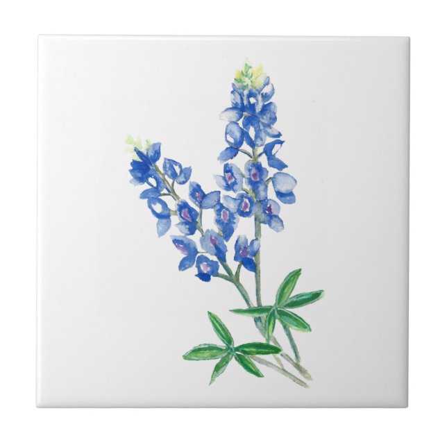 Bluebonnet 3 ceramic tile (Front)