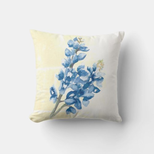 Bluebonnet 4 on Pale Yellow Throw Pillow