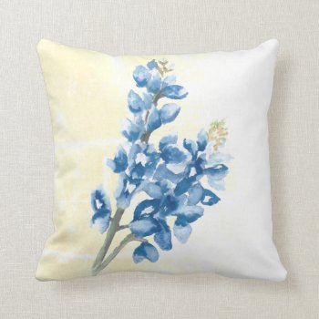 Bluebonnet 4 On Pale Yellow Throw Pillow by Eclectic_Ramblings at Zazzle