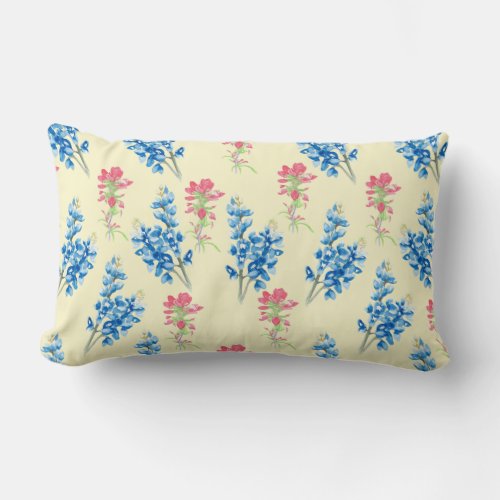 Bluebonnet and Indian Paintbrush Throw Pillow