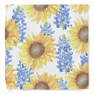 Bluebonnet and Sunflower Bandana