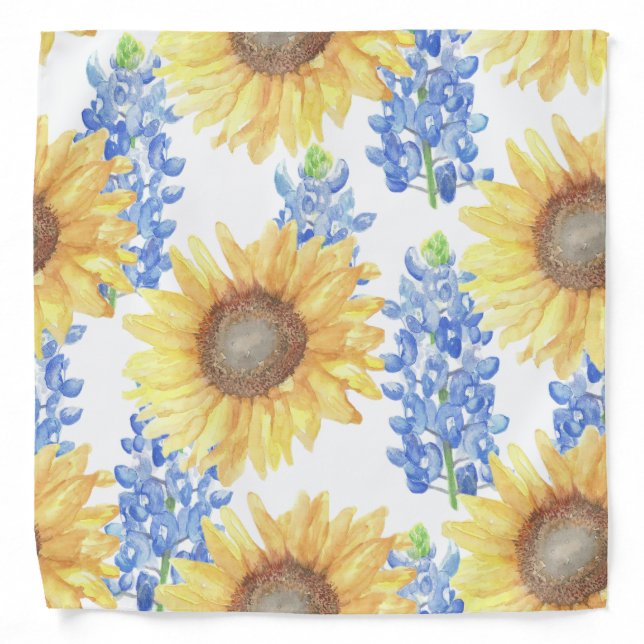 Bluebonnet and Sunflower Bandana (Front)