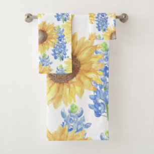 Bluebonnet and Sunflower Bath Towel Set