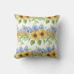 Bluebonnet And Sunflower Throw Pillow at Zazzle