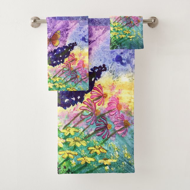 Bluebonnet Bouquet Bath Towel Set (Insitu)