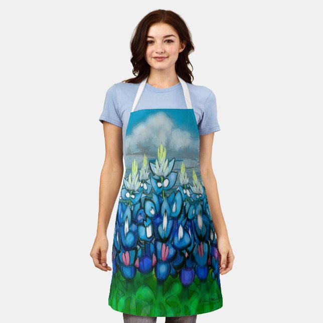 Bluebonnet Country Scene Apron (Worn)