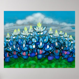 Bluebonnet Country Scene Poster