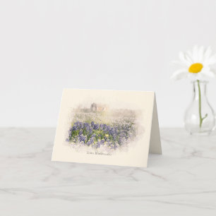 Bluebonnet Field Sketched Watercolor Card