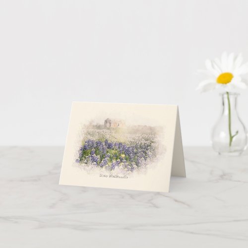 Bluebonnet Field Sketched Watercolor Card