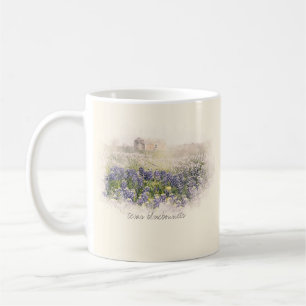 Bluebonnet Field Sketched Watercolor Coffee Mug