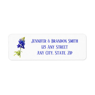 Bluebonnet Floral on White, Wedding Label