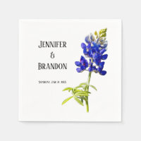 Bluebonnet Floral on White, Wedding Napkins
