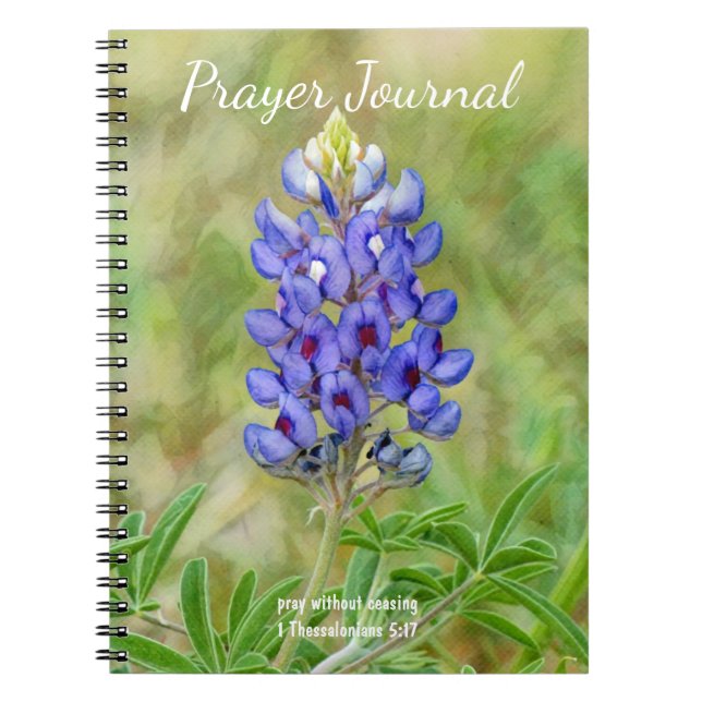 Bluebonnet Flower Blue Flower Art Prayer Journal (Front)
