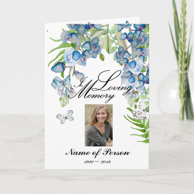 Bluebonnet Flowers and butterflies Funeral Program (Front)