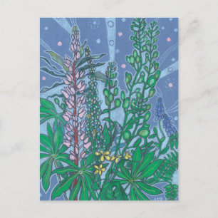 Bluebonnet Flowers Blossom Floral Pastel Painting Postcard