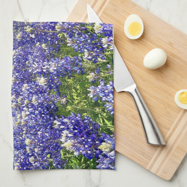 Bluebonnet Flowers in the Country Art Kitchen Kitchen Towel (Quarter Fold)