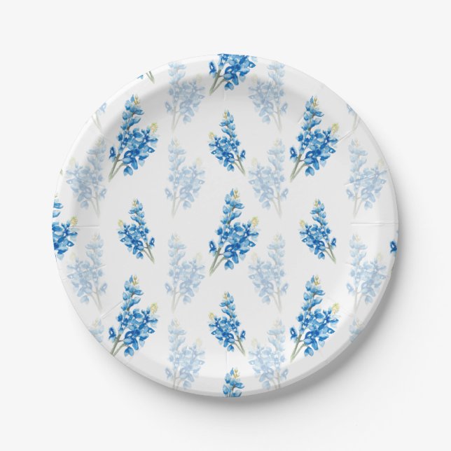 Bluebonnet Pattern Paper Plates (Front)