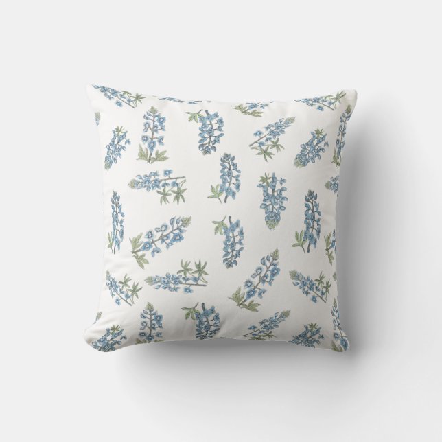 Bluebonnet Pattern Throw Pillow (Front)