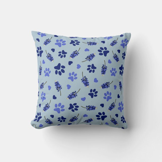 Bluebonnet Pet Lover Throw Pillow Texas Wildflower (Front)