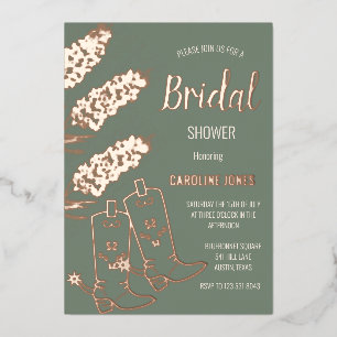 Bluebonnet Rose Gold Foil Floral Bridal Shower Invitation